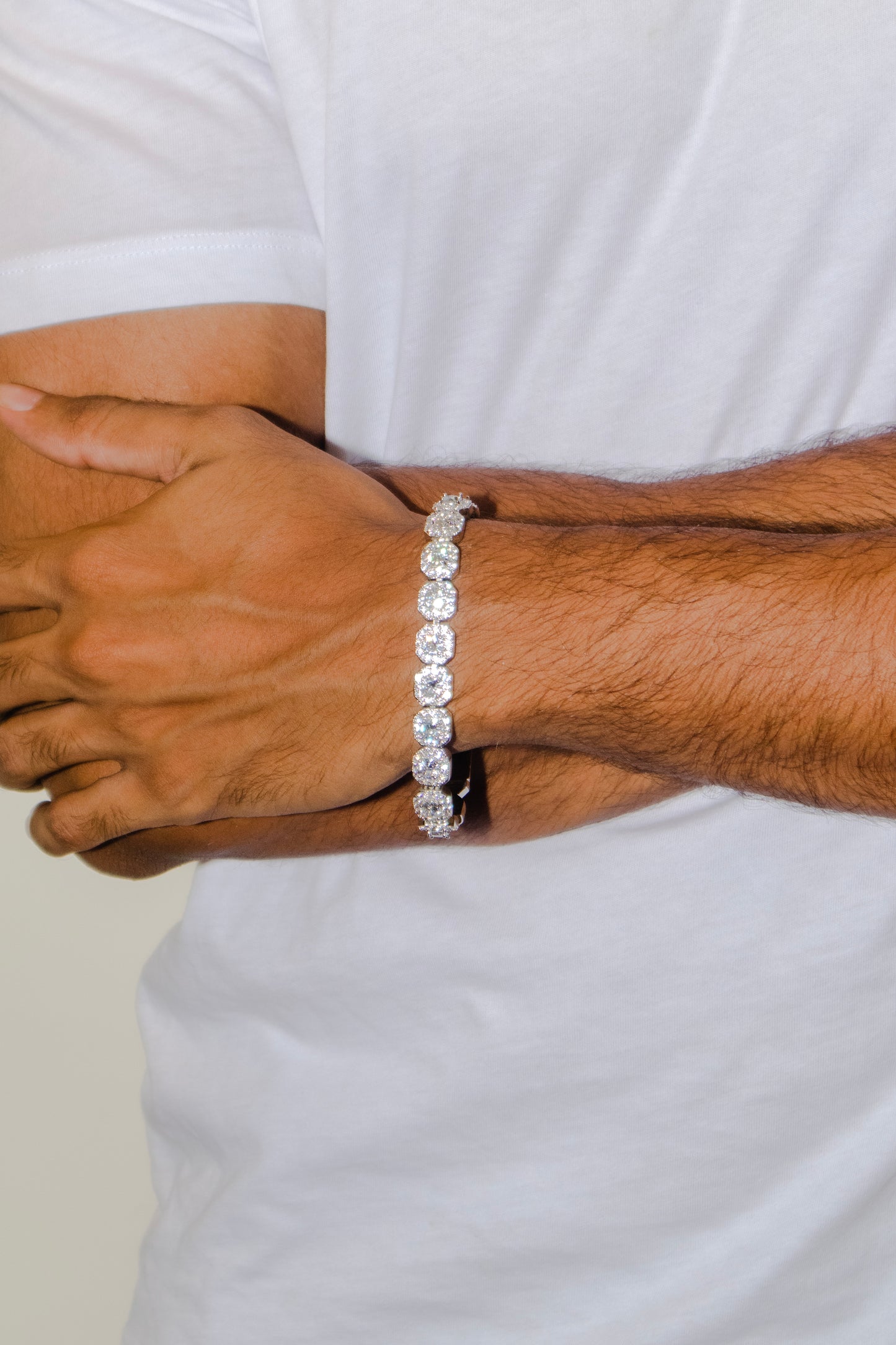 ICED 4MM SOLITAIRE CLUSTER BRACELET