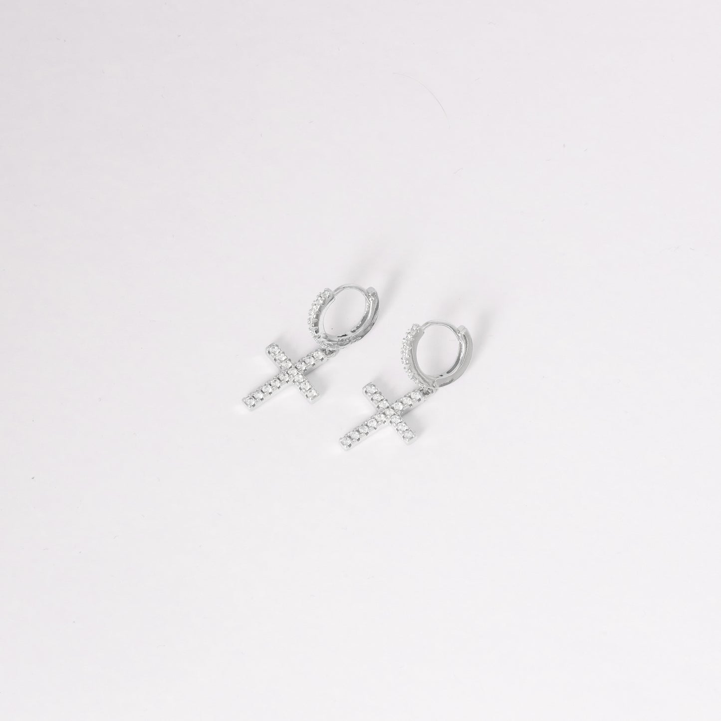 ICED CROSS EARRING