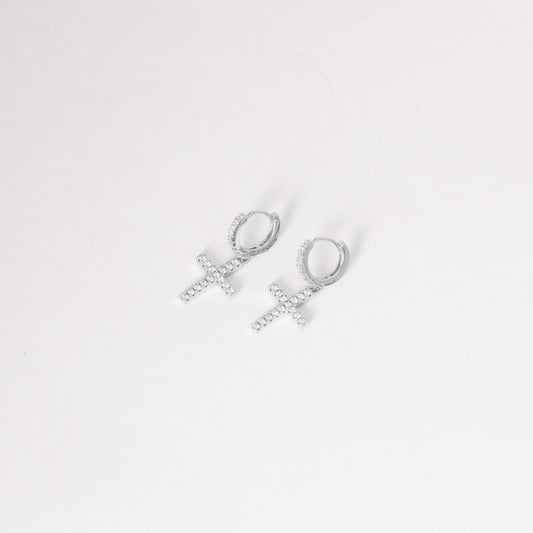 ICED CROSS EARRING
