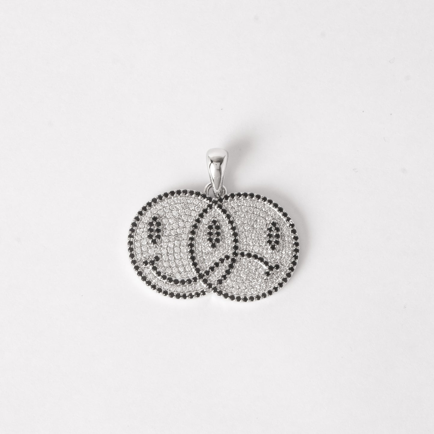 ICED DOUBLE SMILEY PENDANT - BLACK