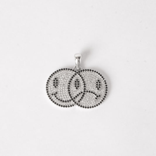 ICED DOUBLE SMILEY PENDANT - BLACK