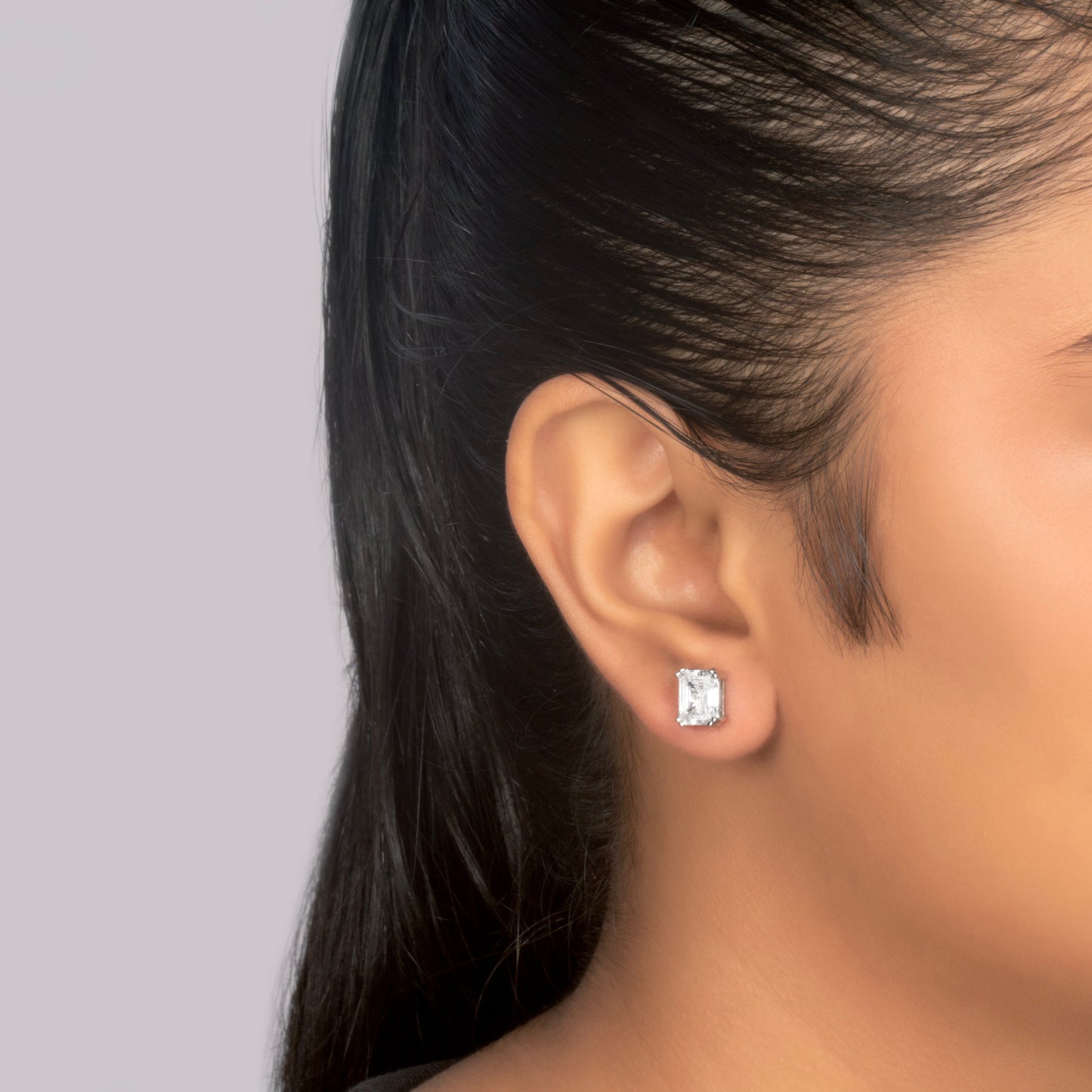 ICED EMERALD CUT STUD