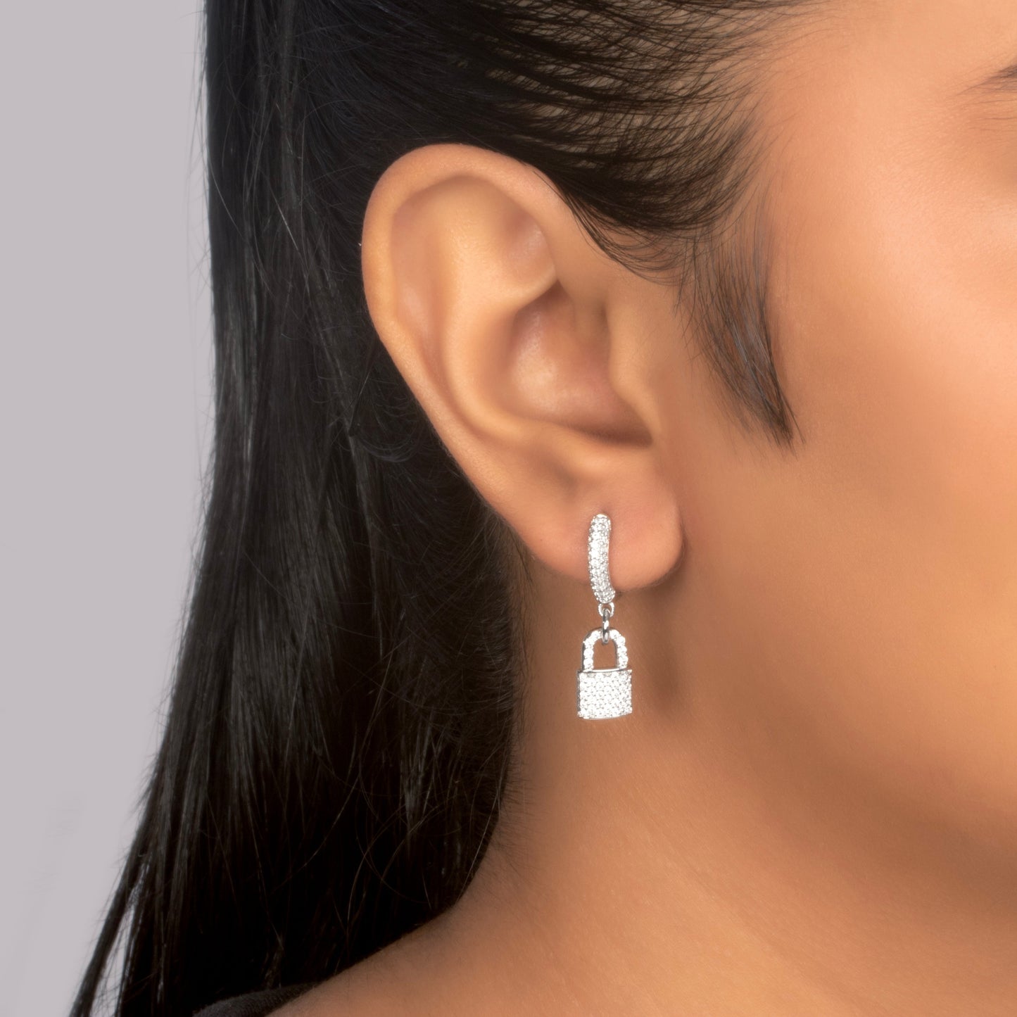 ICED LOCK EARRING