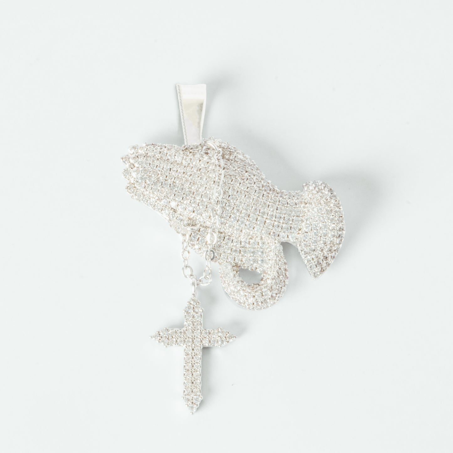 ICED PRAYING HANDS PENDANT
