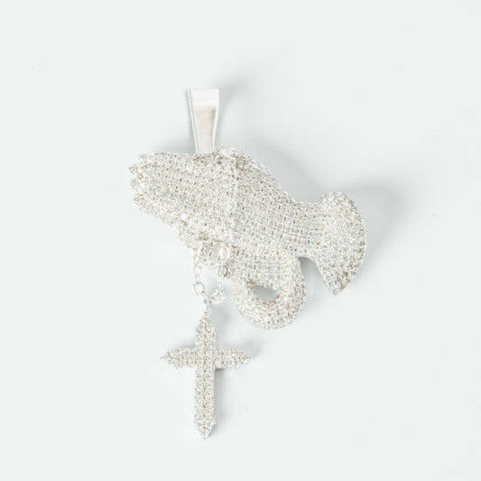 ICED PRAYING HANDS PENDANT