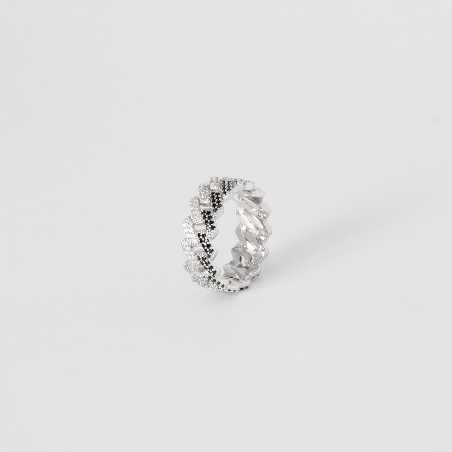 ICED PRONG CUBAN RING - BLACK