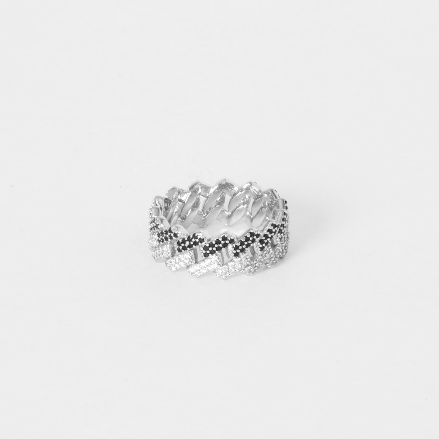 ICED PRONG CUBAN RING - BLACK