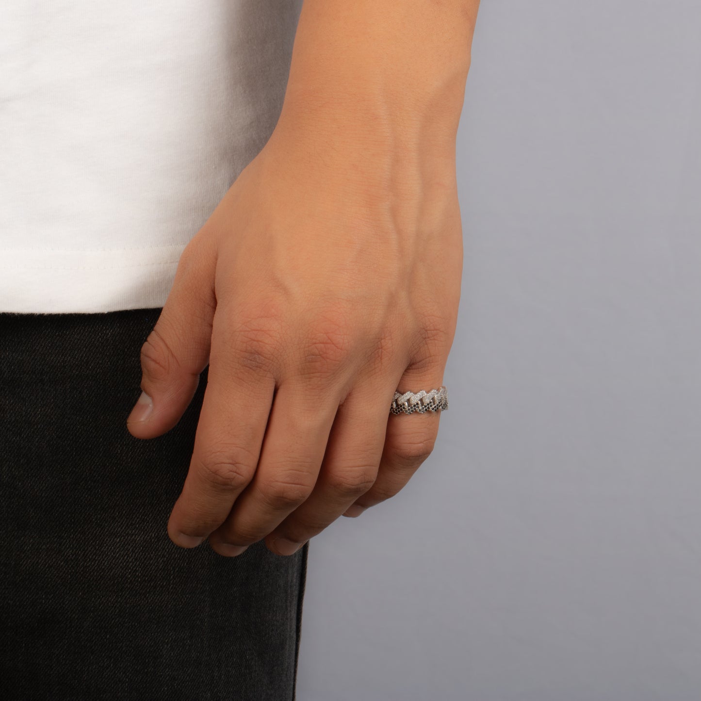 ICED PRONG CUBAN RING - BLACK