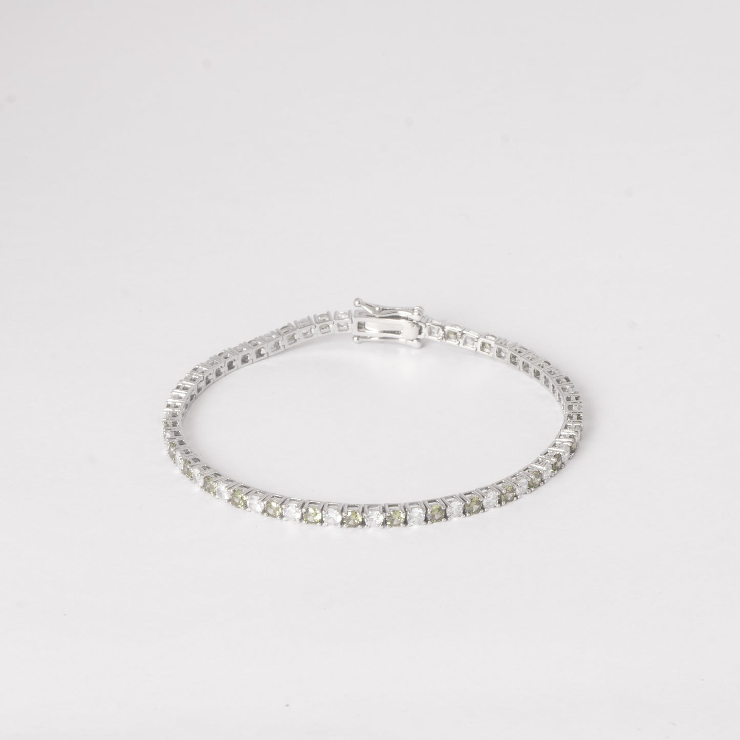 3MM TENNIS BRACELET- WHITE & OLIVE GREEN