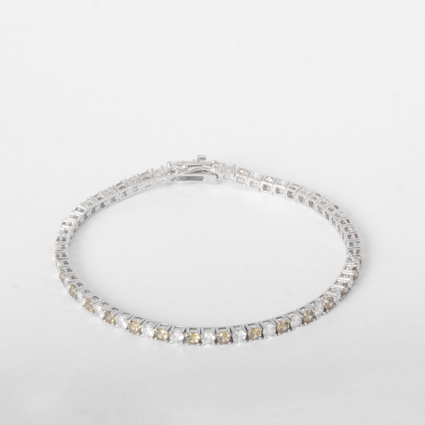 3MM TENNIS BRACELET- WHITE & YELLOW