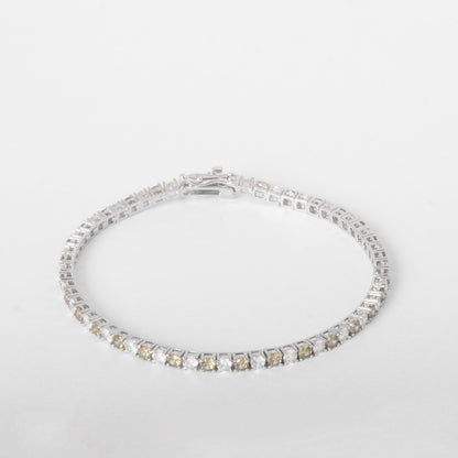 3MM TENNIS BRACELET- WHITE & YELLOW