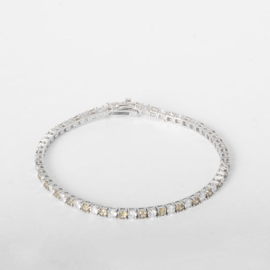 3MM TENNIS BRACELET- WHITE & YELLOW