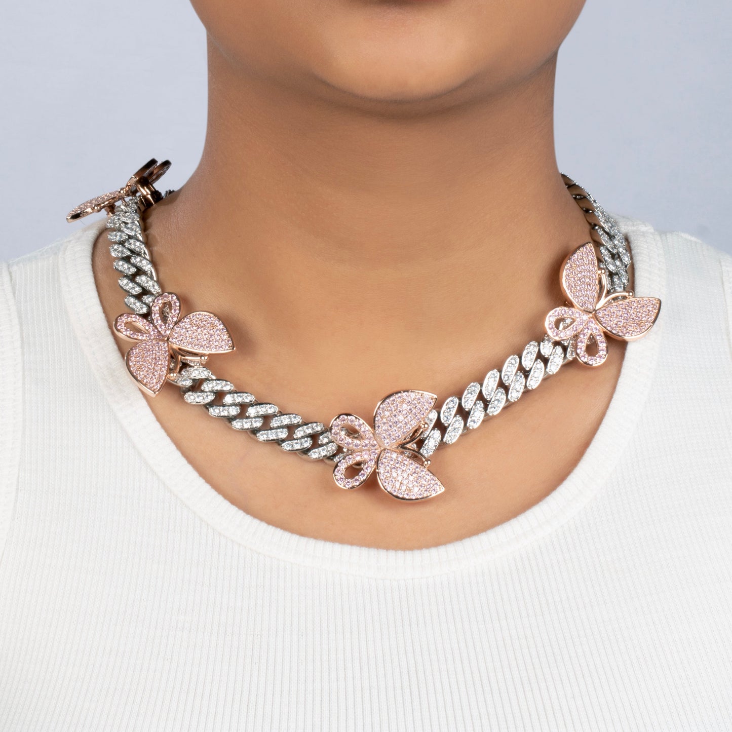 ICED CUBAN CHAIN WITH DETACHABLE BUTTERFLIES