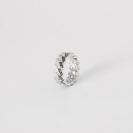 ICED PRONG CUBAN RING - BLACK